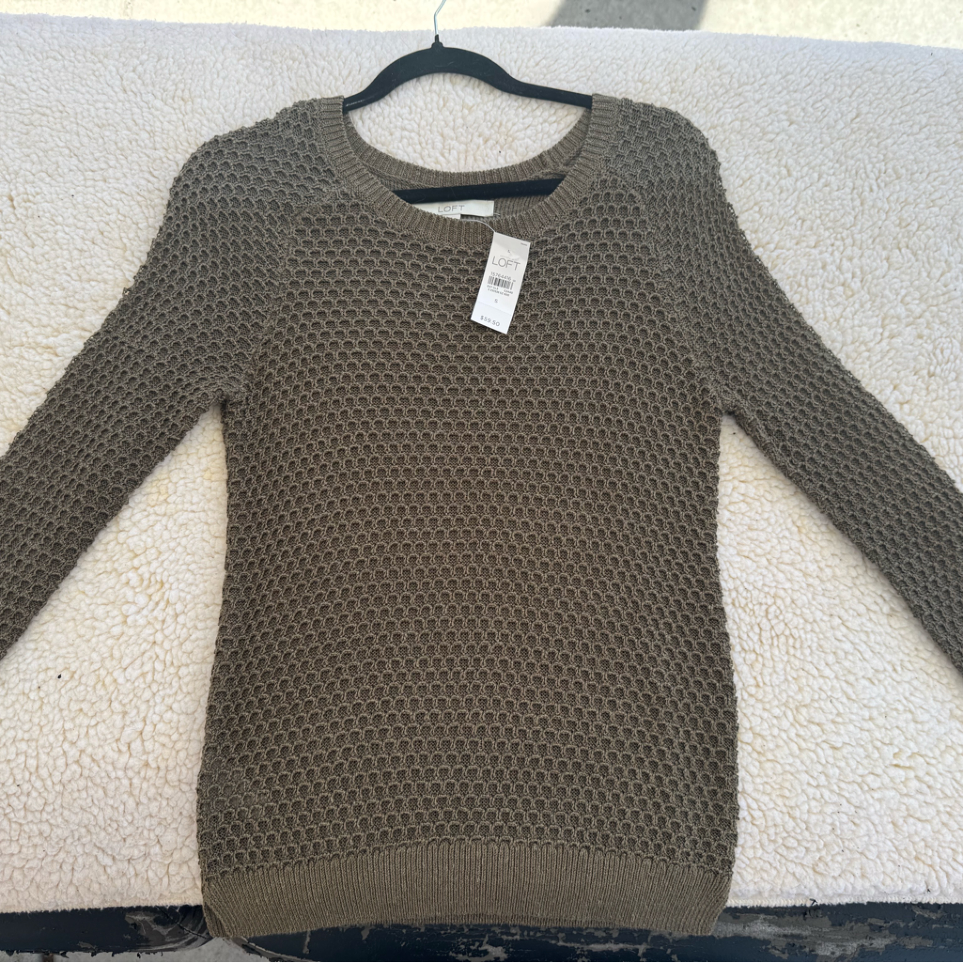 Loft Textured Knit Sweater In Olive